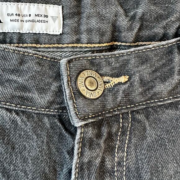 Zara TRF Womens Baggy Wide Leg Relaxed Fit Jeans Cuffed Gray Size US 8 Y2K Style - Picture 9 of 13